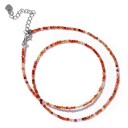 Collana in agata con piccole perle sfaccettate da 2 mm lunghezza 40 cm catena regolabile in colore argento lega di zinco Per donne e uomini 4