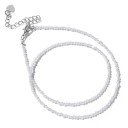 Collana in zirconia con piccole perle sfaccettate da 2 mm lunghezza 40 cm catena regolabile in colore argento lega di zinco per donne e uomini 2