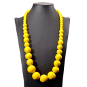 Collana lunga con perle di legno lunghezza 37 cm legno perle rotonde diverse dimensioni collana gialla per uso quotidiano 1