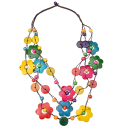 Collana multilivello da donna con perline di legno e elementi decorativi lunghezza 60 cm materiale naturale gioiello alla moda per uso quotidiano 1