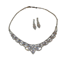 Collana sentimentale con orecchini Set di pietre preziose Lega di rame Gioielli da sposa leggeri e di lusso per donne 2