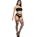 Collants en résille avec effet porte-jarretelles et design à motifs taille universelle 150–185 cm nylon élasthanne noir pour tenue 4