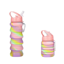 Collapsible Silicone Bottle with Straw and Carabiner 500 ml Multicoloured Portable Water Bottle 3