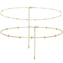 Collar de abdomen de dos capas de verano alrededor de la cintura 70 + 25 cm Joyería corporal sexy para mujeres Accesorio de moda dorado 2