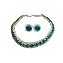 Collar de cristal de 42 cm y pendientes de 1.4 cm Conjunto de joyas de lujo para mujeres Accesorios para bodas y fiestas Aleación de zinc 3