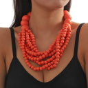 Collar de cuentas de madera de múltiples capas longitud 46+7 cm cuentas de madera múltiples filas collar llamativo para uso diario y social 4