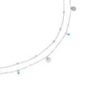 Collar de dos capas para mujer alrededor de la cintura 70 + 25 cm Joya corporal en estilo plateado Accesorio sexy para festivales y outfits de verano 2