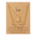 Collar de signo del zodiaco para mujer 3 piezas dorado