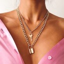 Collar doble de mujer con llave y cerradura 1