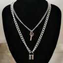 Collar doble de mujer con llave y cerradura 2
