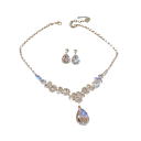 Collar Grandioso con Pendientes Conjunto de Piedras Preciosas Aleación de Cobre Joyería de Boda Ligera de Lujo para Novias 6