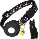Collar with AirTag Holder for Cats and Small Dogs Adjustable Comfortable Collar with Moon and Stars Print Colour Variants Durable Material 2