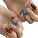 Collection of Almond Acrylic Nails 24 pcs Ombre with Leopard Pattern and 3D Accessories 12 Sizes Glue File Gift for Women 1