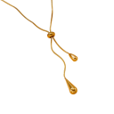Collier ajustable 50+6 cm et boucles d'oreilles 7,5 cm Ensemble doré avec gouttes Bijoux de mode pour femmes Fête mariage anniversaire accessoire 5