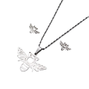 Collier au design ludique de 45 cm et boucles d'oreilles en acier inoxydable Ensemble de bijoux pour femmes et filles Cadeau de mariage d'été 2