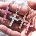 Collier avec pendentif croix Cristaux 37 x 20 mm Alliage de zinc Bijou unisexe pour les fêtes et le quotidien pour femmes et hommes comme cadeau 2