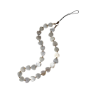 Collier de perles pour téléphone avec cœurs Pendentif décoratif pour mobile Cordon anti-perte Porte-clés pour sac appareil photo Design élégant blanc 1