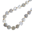 Collier de perles pour téléphone avec cœurs Pendentif décoratif pour mobile Cordon anti-perte Porte-clés pour sac appareil photo Design élégant blanc 2