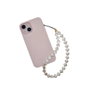 Collier de perles pour téléphone avec coquillages Pendentif décoratif pour mobile Cordon anti-perte Porte-clés pour sac appareil photo Design élégant blanc 2