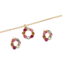 Collier doré de 45+5 cm et ensemble de boucles d'oreilles de 1,5 cm Bijoux en vitrail ronds Ensemble de mode pour femmes 1 collier + 1 paire 4