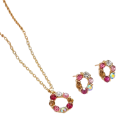 Collier doré de 45+5 cm et ensemble de boucles d'oreilles de 1,5 cm Bijoux en vitrail ronds Ensemble de mode pour femmes 1 collier + 1 paire 5