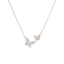 Collier double élégant design perle et papillon en alliage de zinc bijou léger et luxueux pour femmes accessoire de mode pour les soirées 2