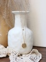 Collier double pour femme avec fleur dans un cercle 2