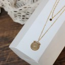Collier double pour femme avec fleur dans un cercle 3
