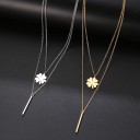 Collier double pour femme avec un trèfle à quatre feuilles 2