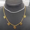 Collier double pour femmes avec des papillons et des perles 3