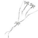 Collier en acier inoxydable avec nœud 47+5 cm et boucles d'oreilles 6.4 cm Atmosphère française Nœud délicat Ensemble de bijoux pour femmes 2