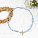 Collier en aquamarine longueur 45 cm réglable pierres bleu clair chaîne en couleur or fermoir en anneau en alliage de zinc Pour femmes 2