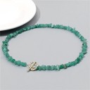 Collier en aventurine longueur 45 cm ajustable pierres vertes chaîne dorée fermoir en zinc 2