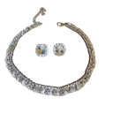 Collier en cristal 42 cm et boucles d'oreilles 1,4 cm Ensemble de bijoux de luxe pour femmes Accessoires de fête de mariage Alliage 5