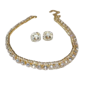 Collier en cristal 42 cm et boucles d'oreilles 1,4 cm Ensemble de bijoux de luxe pour femmes Accessoires de fête de mariage Alliage de zinc 7