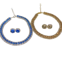 Collier en cristal 42 cm et boucles d'oreilles 1,4 cm Ensemble de bijoux de luxe pour femmes Accessoires de fête de mariage Alliage de zinc 10