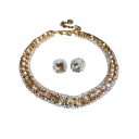 Collier en cristal 42 cm et boucles d'oreilles 1,4 cm Ensemble de bijoux de luxe pour femmes Accessoires de fête de mariage Alliage 4