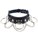 Collier en cuir pour femmes avec des cercles et une chaîne 5