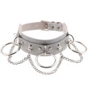 Collier en cuir pour femmes avec des cercles et une chaîne 4