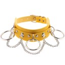 Collier en cuir pour femmes avec des cercles et une chaîne 7