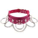 Collier en cuir pour femmes avec des cercles et une chaîne 10