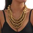 Collier en perles de bois à plusieurs couches longueur 46+7 cm perles en bois plusieurs rangées collier audacieux pour un usage quotidien et des occasions spéciales 3
