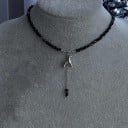 Collier en perles taillées avec un pendentif en forme d'animal stylisé et une chaîne pendante, bijou décoratif frappant 2
