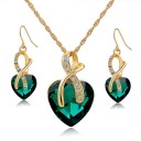 Collier et boucles d'oreilles en forme de cœur J721 15