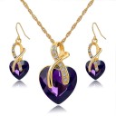 Collier et boucles d'oreilles en forme de cœur J721 16
