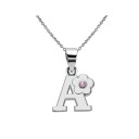 Collier femme avec lettre et fleur 6