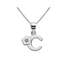Collier femme avec lettre et fleur 8
