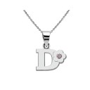 Collier femme avec lettre et fleur 9