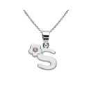 Collier femme avec lettre et fleur 24