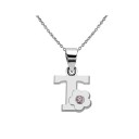 Collier femme avec lettre et fleur 25